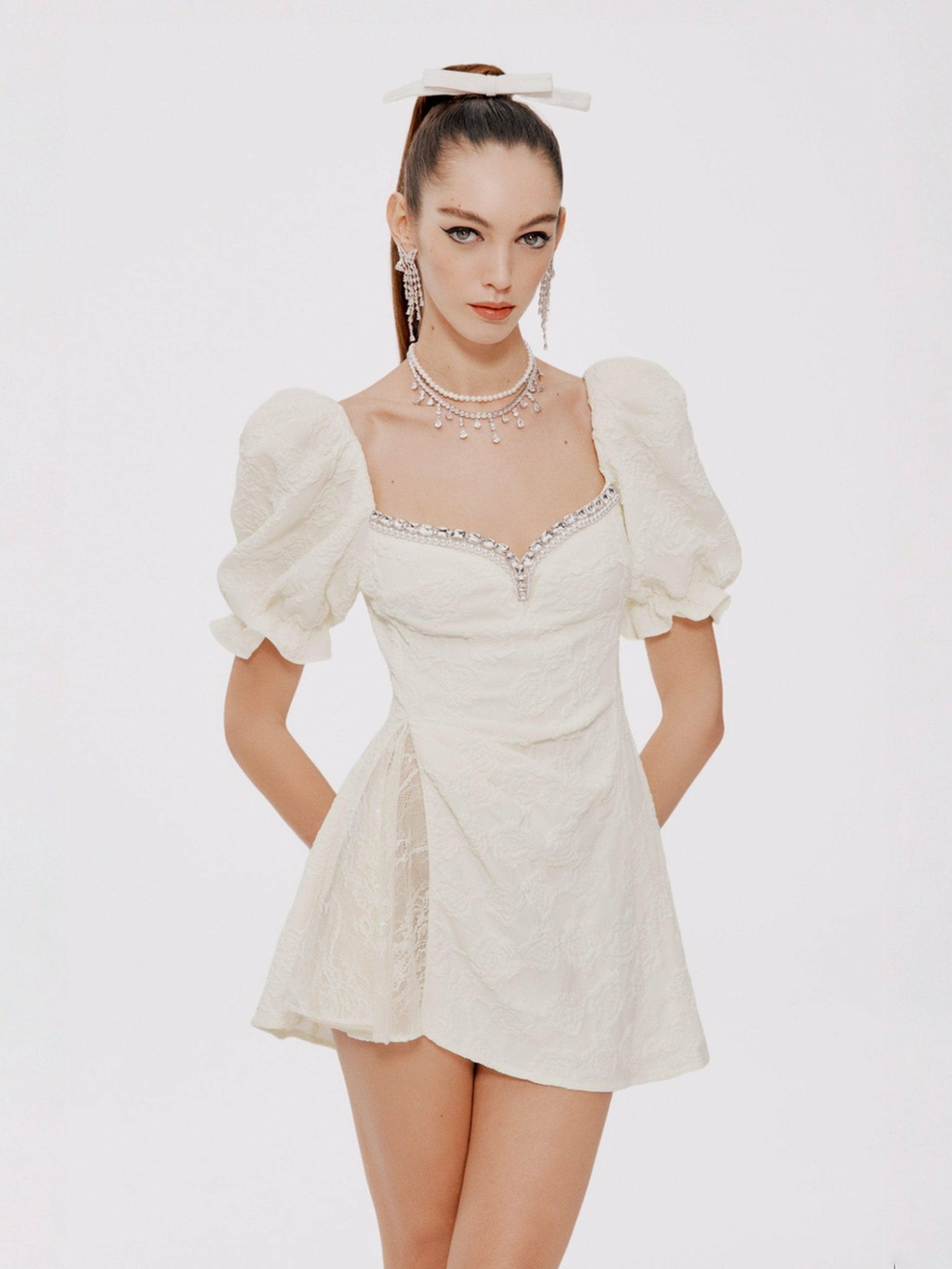 Nana Jacqueline Ysabella Dress: White Mini Dress for Bridal Shower White