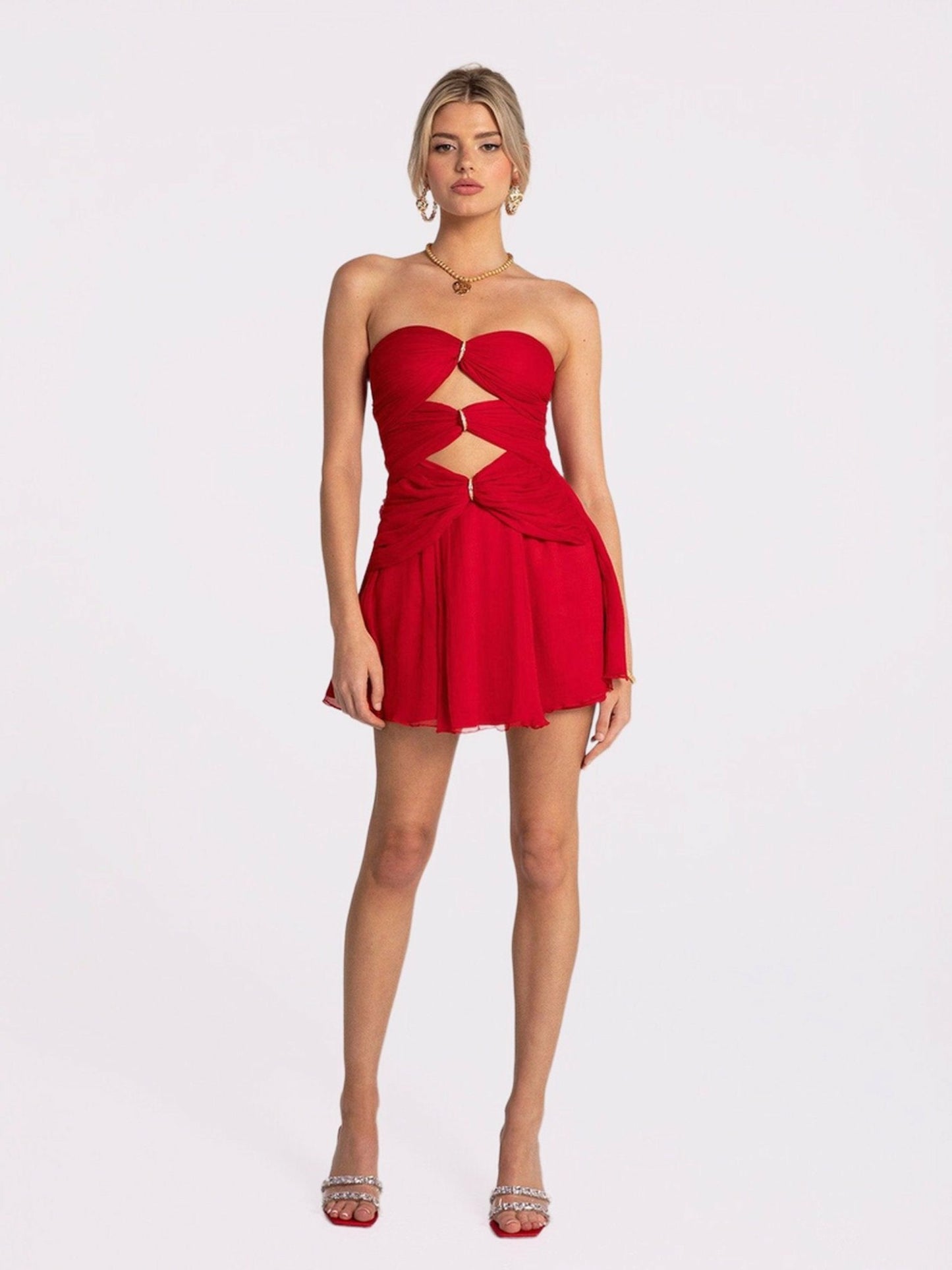 Nana Jacqueline Ilana Dress: Red Mini Dress for Birthday Celebration Red