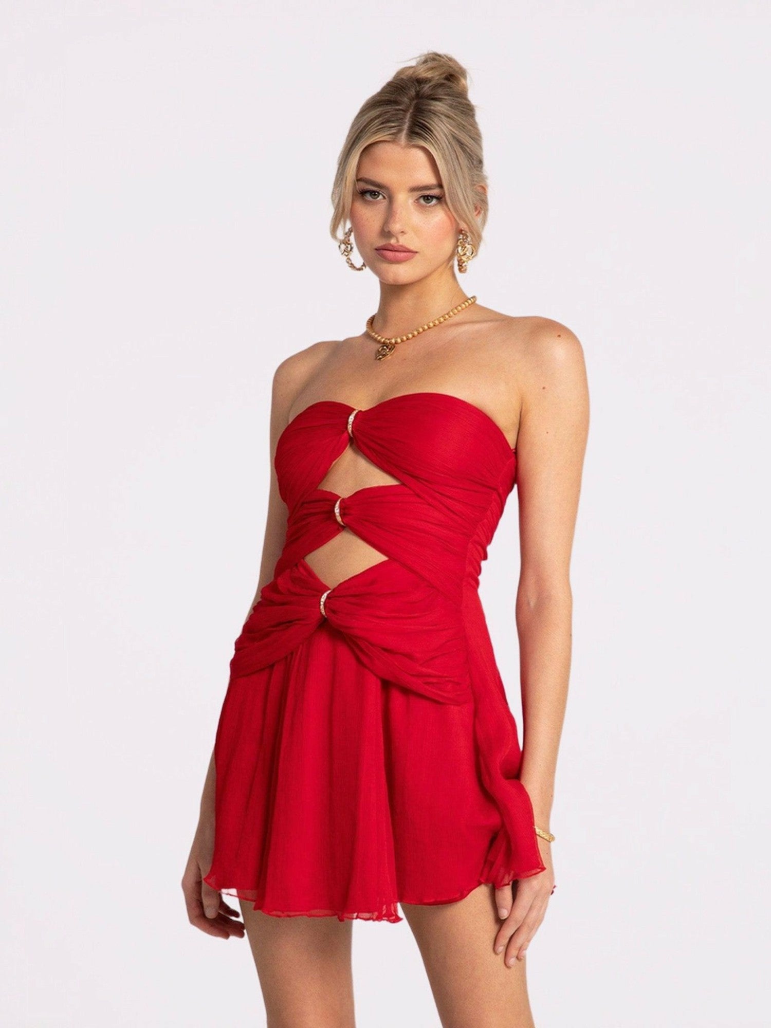 Nana Jacqueline Ilana Dress: Red Mini Dress for Birthday Celebration Red