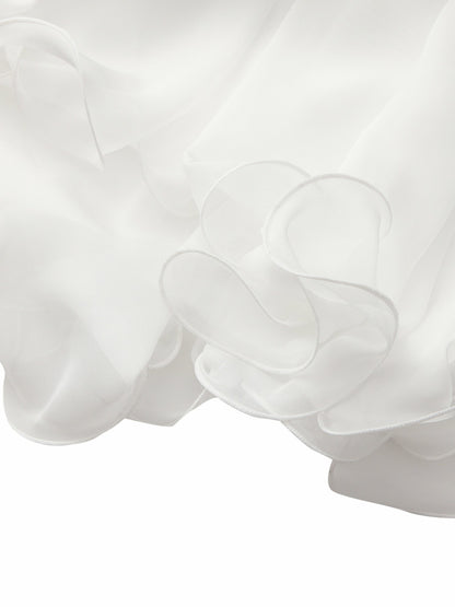 Nana Jacqueline Florence Tiered Chiffon White Dress White
