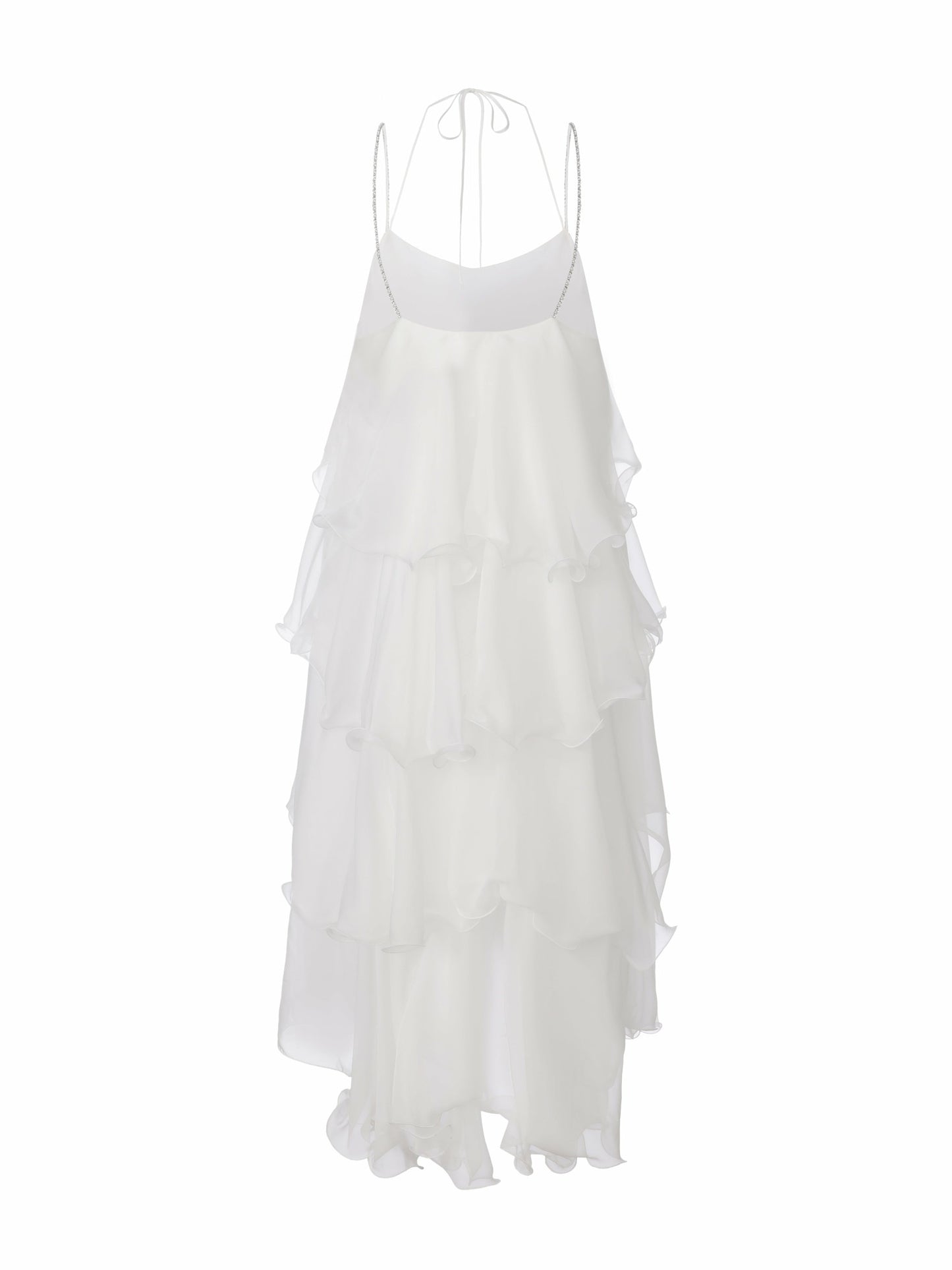 Nana Jacqueline Florence Tiered Chiffon White Dress White