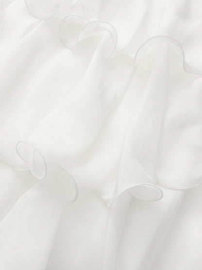 Nana Jacqueline Florence Tiered Chiffon White Dress White