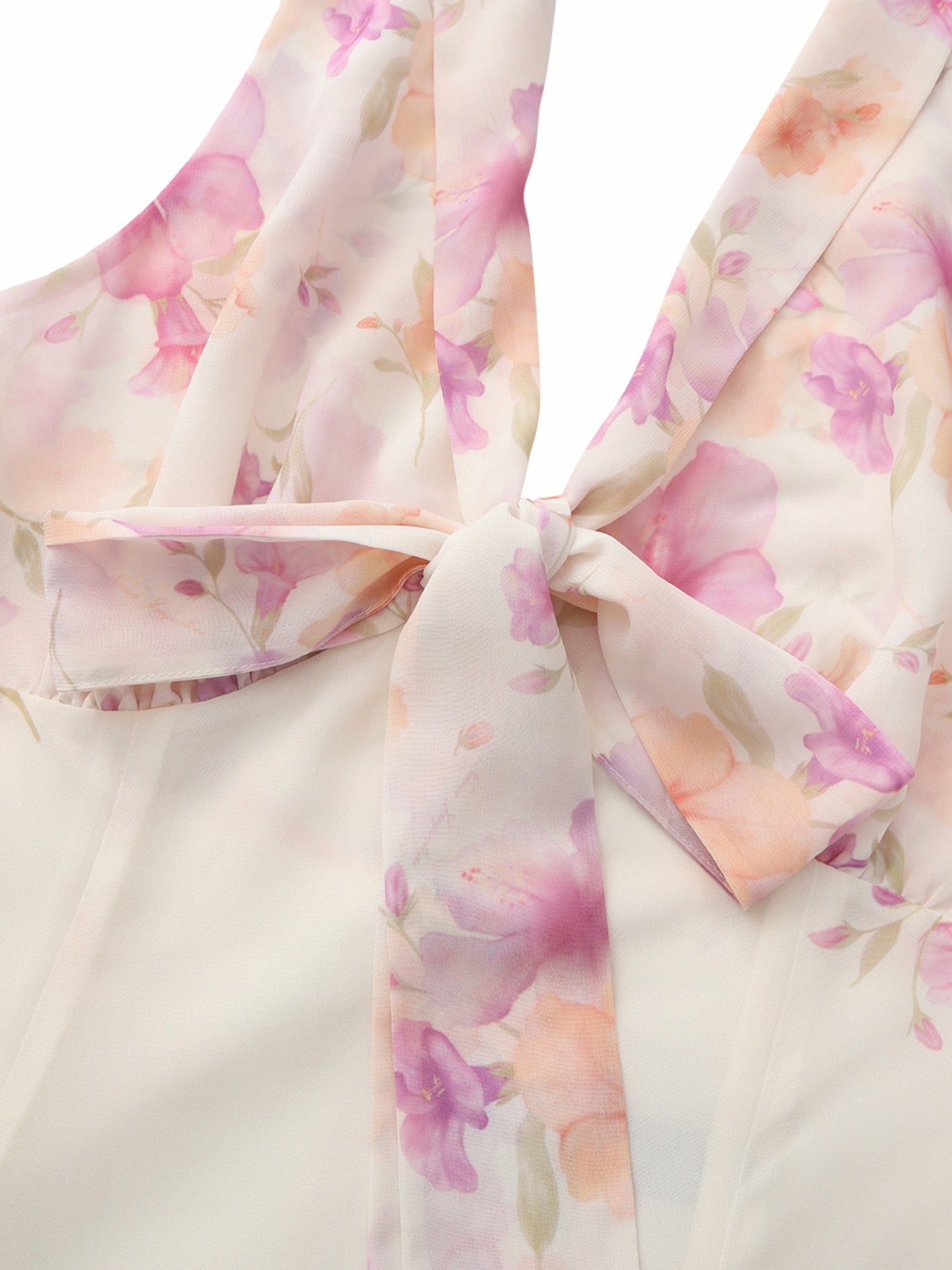 Nana Jacqueline Lana Halter Floral Cream Dress Beige