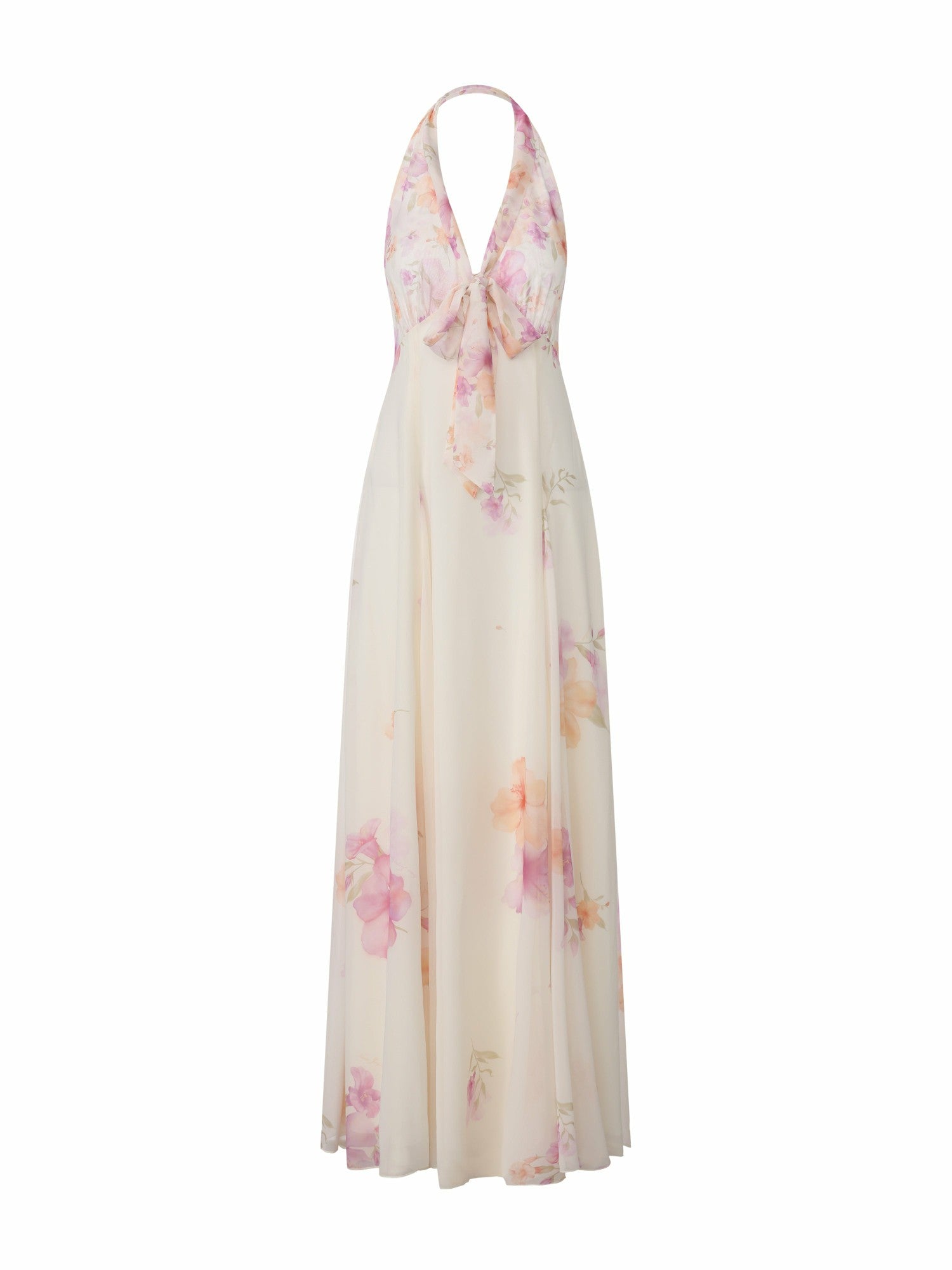 Nana Jacqueline Lana Halter Floral Cream Dress Beige