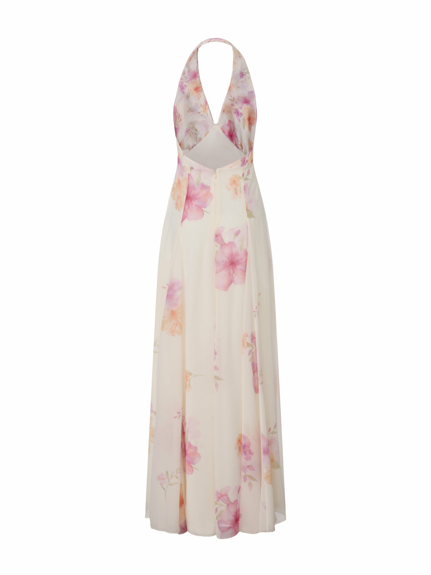 Nana Jacqueline Lana Halter Floral Cream Dress Beige