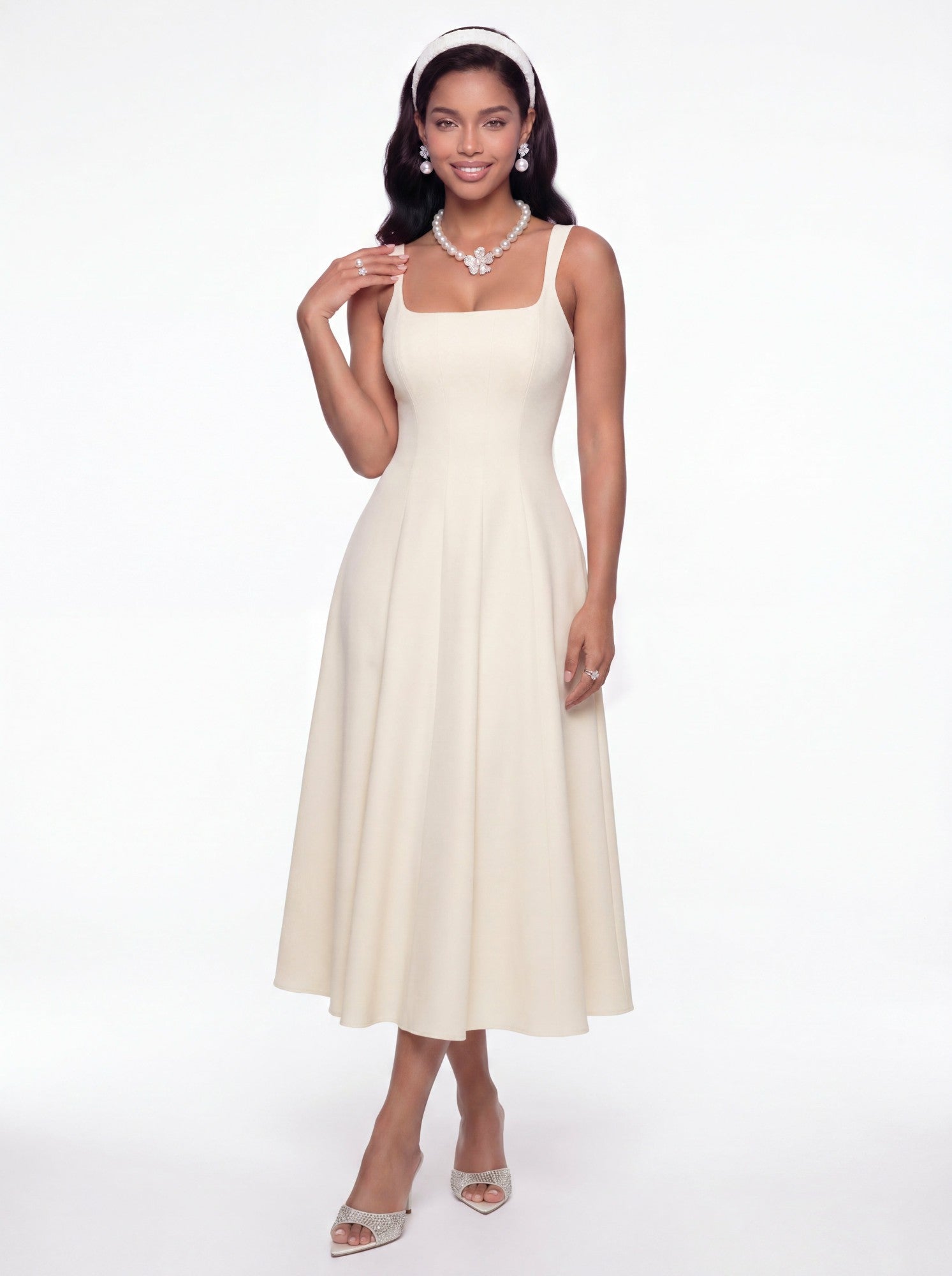 Nana Jacqueline Delilah Cut Out Back Champagne Dress Champagne