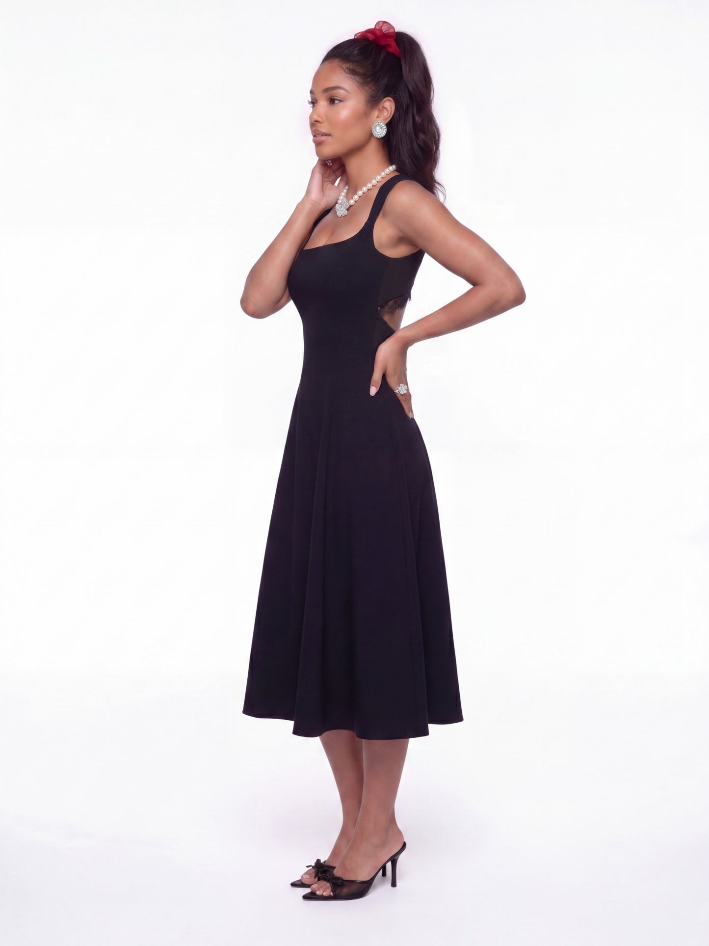 Nana Jacqueline Delilah Square-Neck Black Dress Black