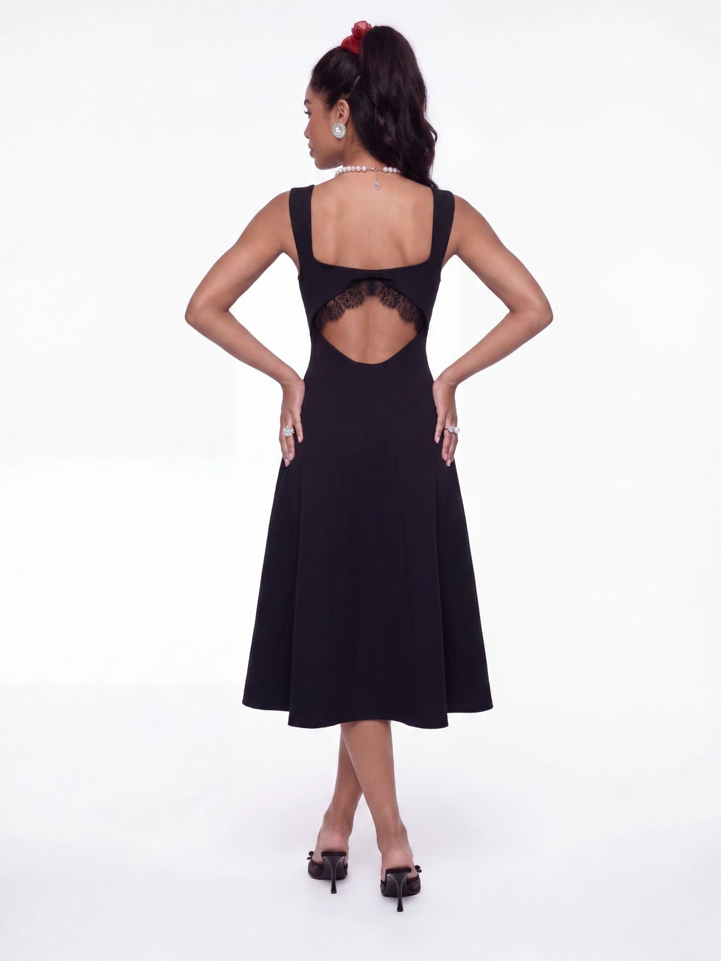 Nana Jacqueline Delilah Square-Neck Black Dress Black