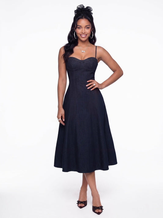 Nana Jacqueline Heidi Corset Blue Denim Dress Blue