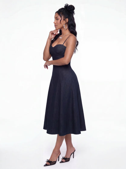 Nana Jacqueline Heidi Corset Blue Denim Dress Blue