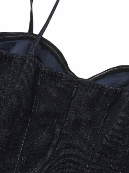 Nana Jacqueline Heidi Corset Blue Denim Dress Blue