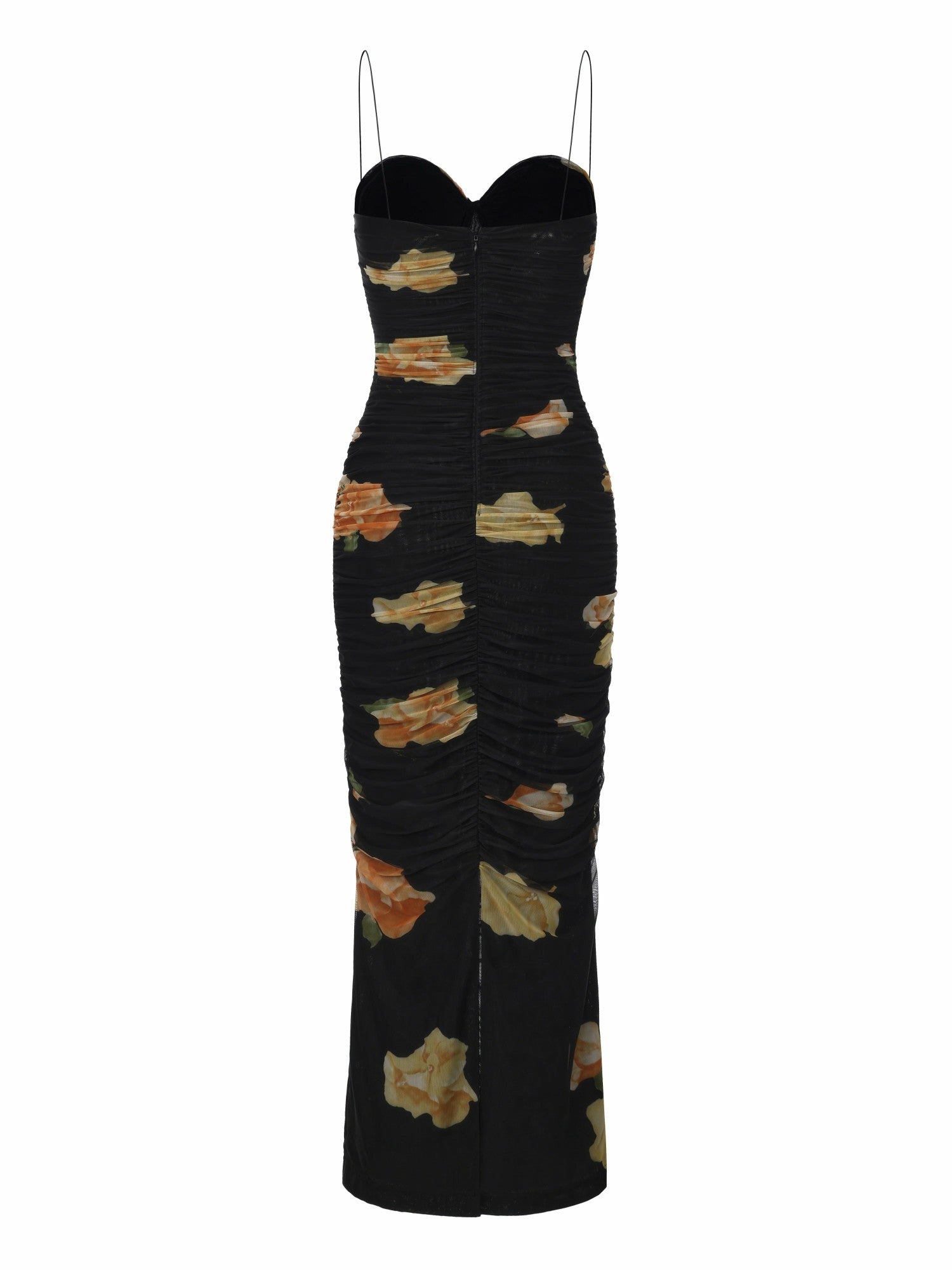 Nana Jacqueline Claudia Ruched Black Floral Dress Black