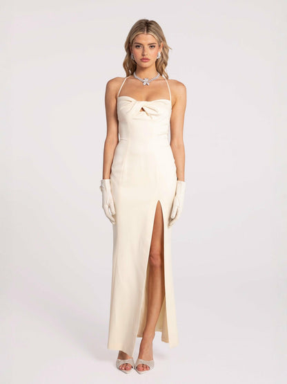 Nana Jacqueline Alaina Dress: Champagne Maxi Dress for Formal Wedding Guest Champagne