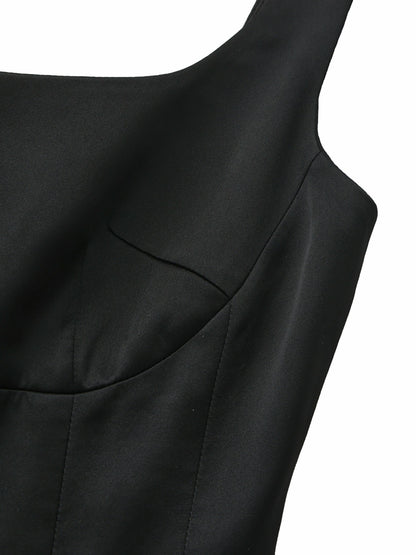 Nana Jacqueline Lauren Square-Neck Black Dress Black
