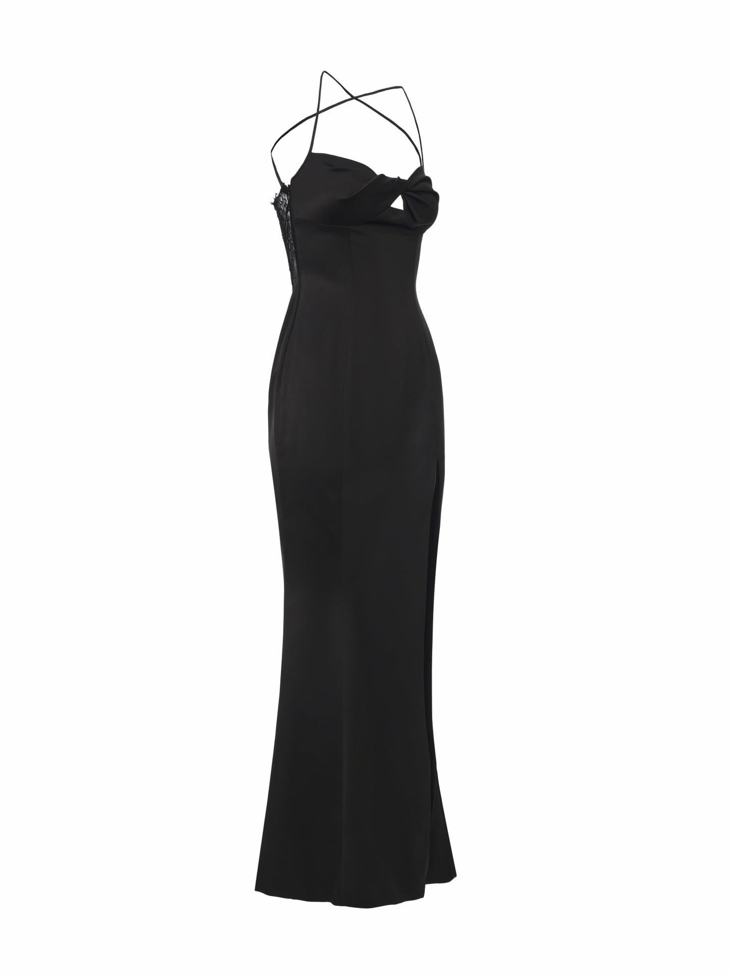 Nana Jacqueline Brielle Twist-Front Lace-Back Black Dress Black