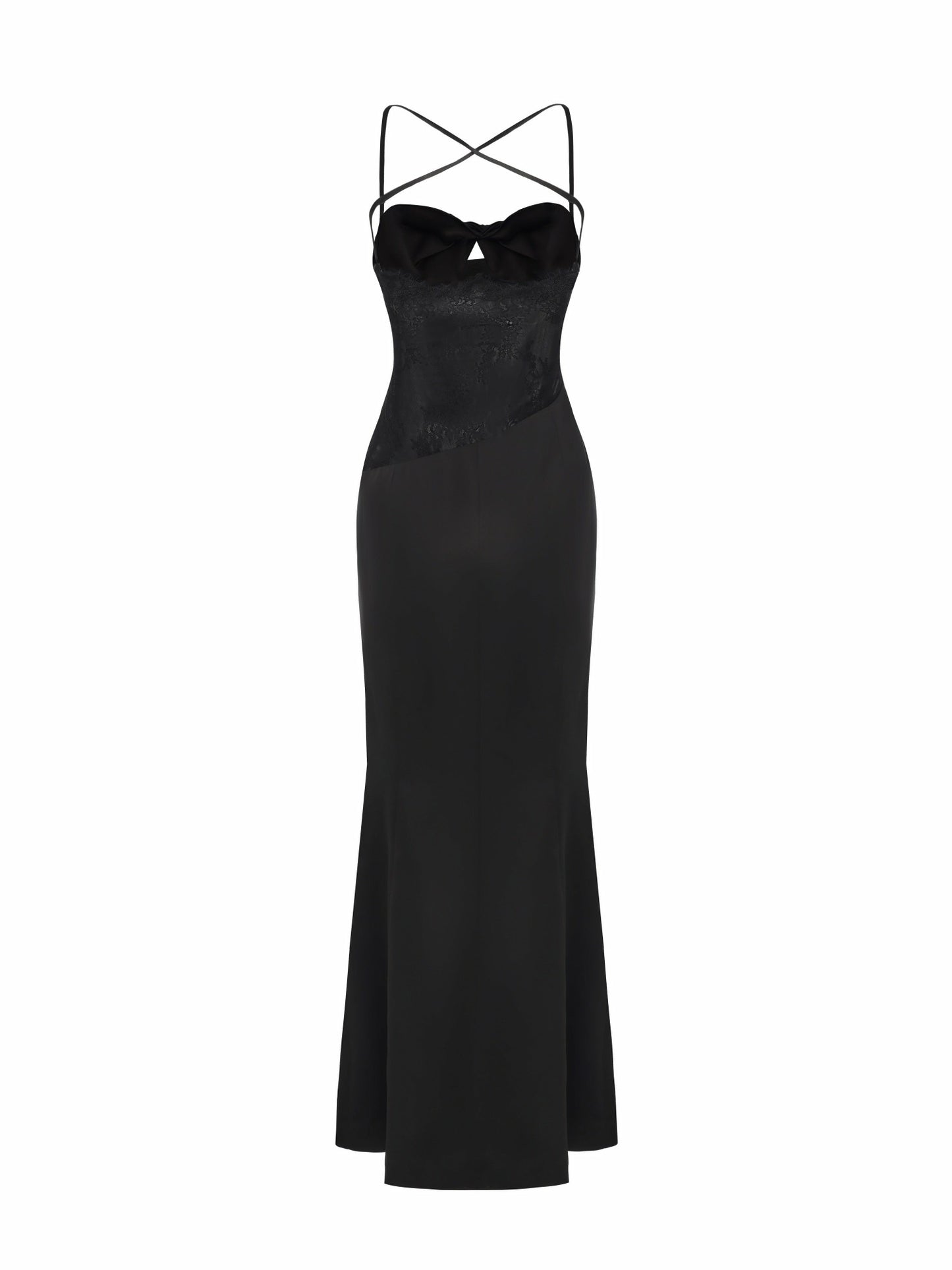 Nana Jacqueline Brielle Twist-Front Lace-Back Black Dress Black