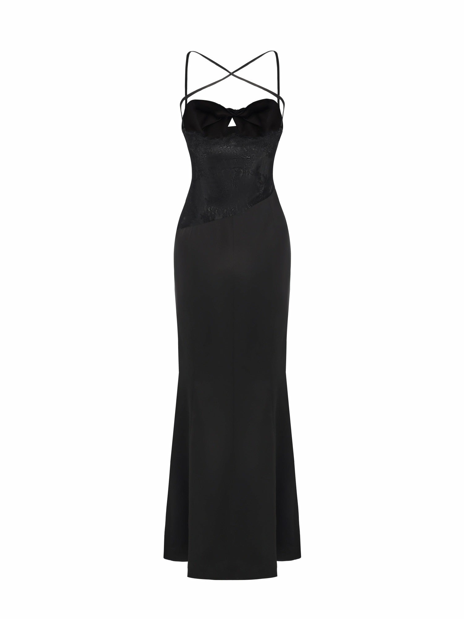 Nana Jacqueline Brielle Twist-Front Lace-Back Black Dress Black