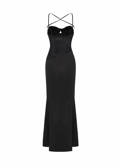 Nana Jacqueline Brielle Twist-Front Lace-Back Black Dress Black