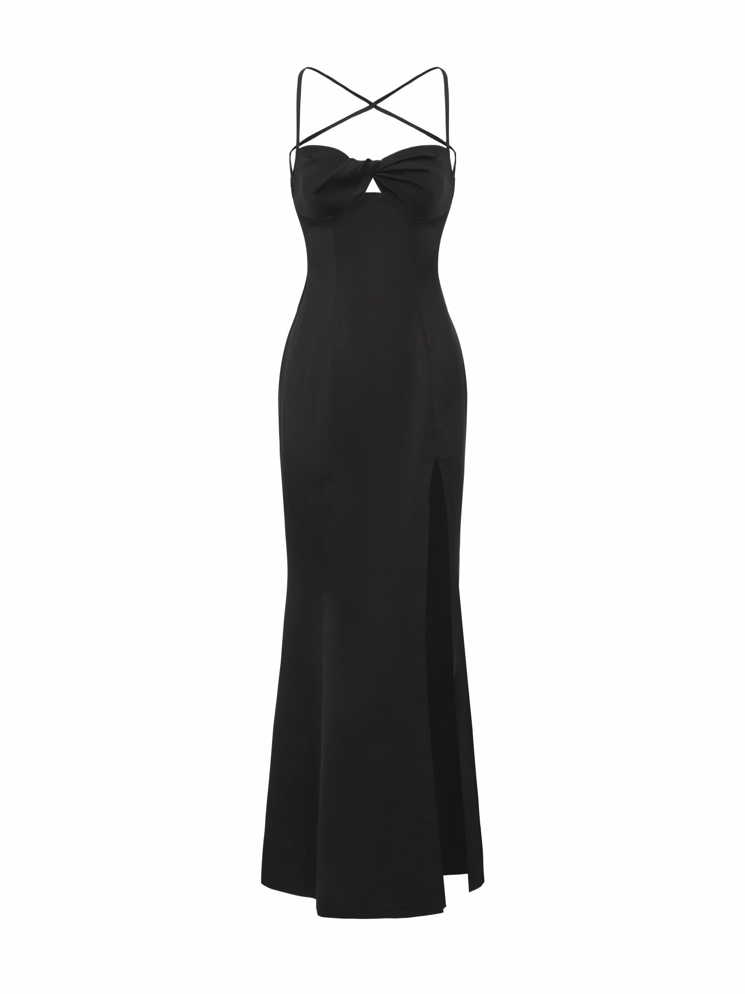 Nana Jacqueline Brielle Twist-Front Lace-Back Black Dress Black