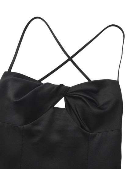 Nana Jacqueline Brielle Twist-Front Lace-Back Black Dress Black