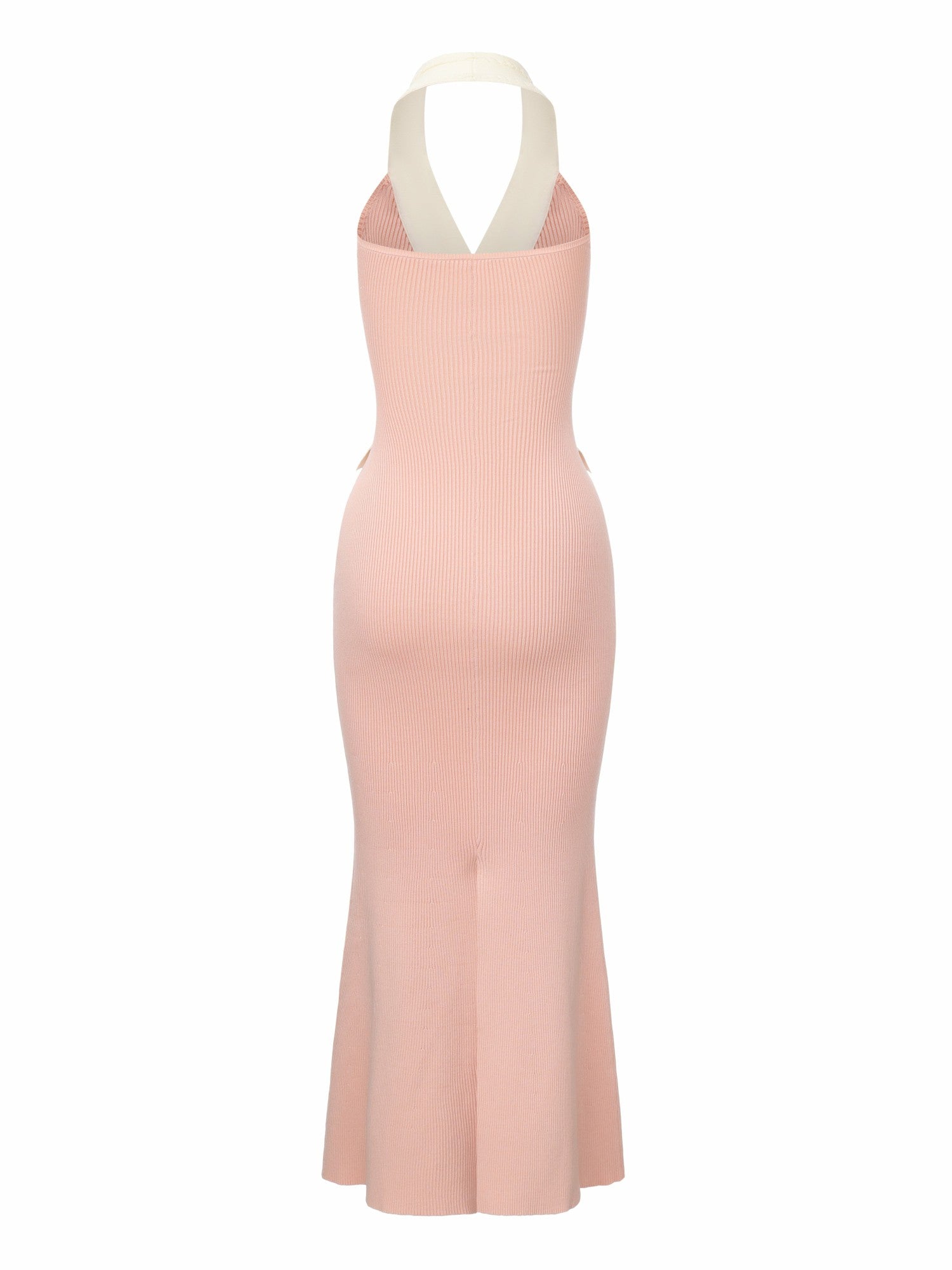 Nana Jacqueline Giana Contrast Halter Knit Blush Pink Maxi Dress Pink