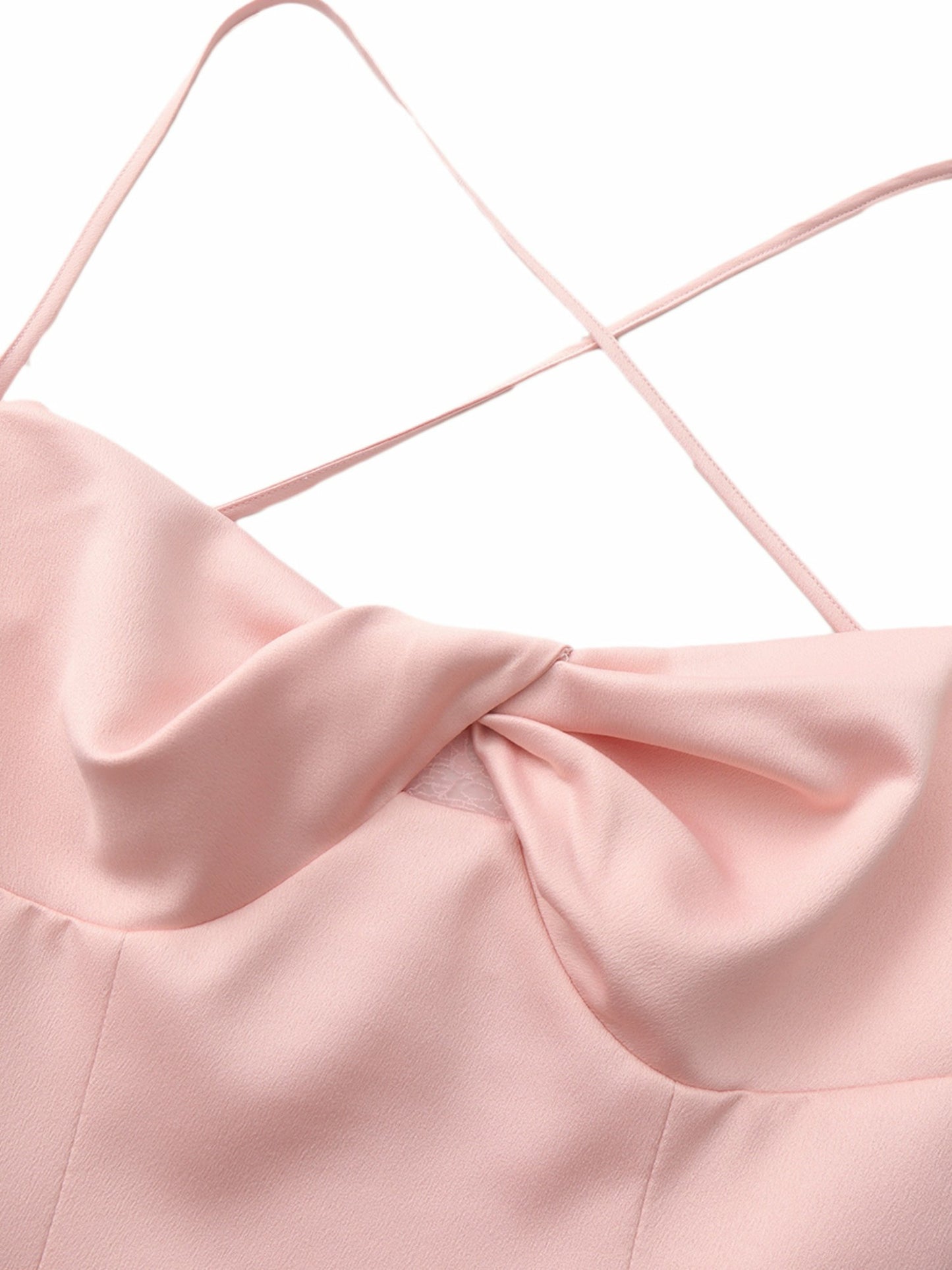 Nana Jacqueline Brielle Twist-Front Lace-Back Pink Dress Peach Pink