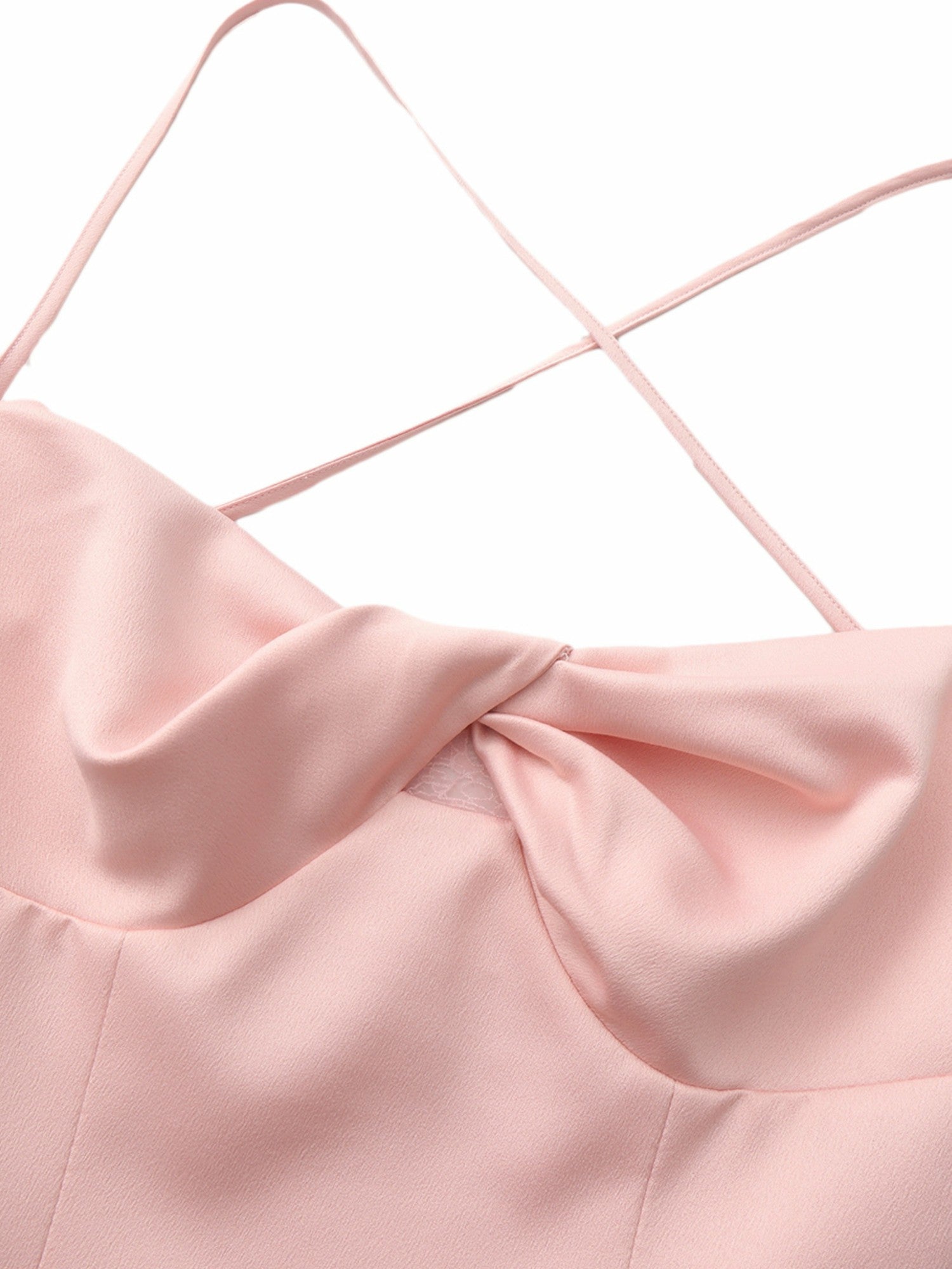 Nana Jacqueline Brielle Twist-Front Lace-Back Pink Dress Peach Pink