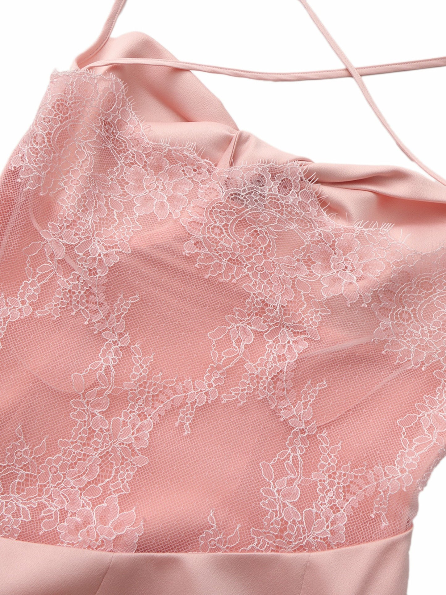 Nana Jacqueline Brielle Twist-Front Lace-Back Pink Dress Peach Pink