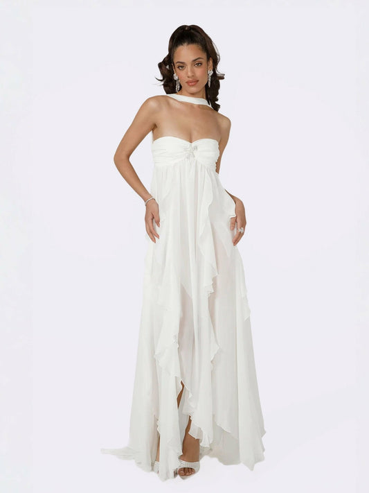 Nana Jacqueline Mariah Dress: White Maxi Dress for Bridal Shower White