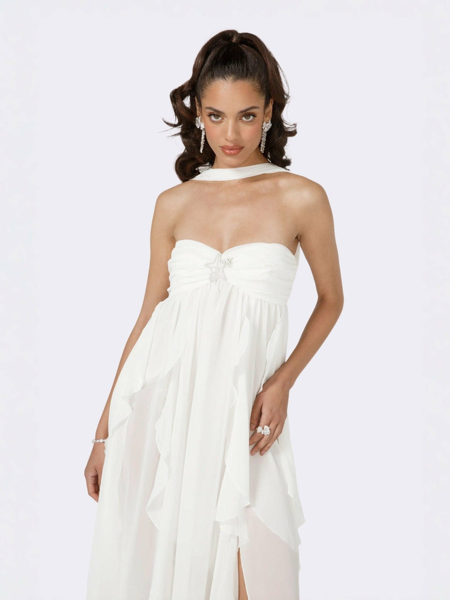 Nana Jacqueline Mariah Dress: White Maxi Dress for Bridal Shower White