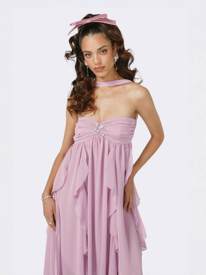 Nana Jacqueline Mariah Dress: Purple Maxi Dress for Garden Wedding Guest Purple