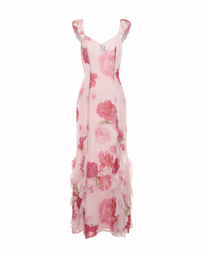 Nana Jacqueline Cera Dress: Pink Maxi Dress for Garden Wedding Guest Pink