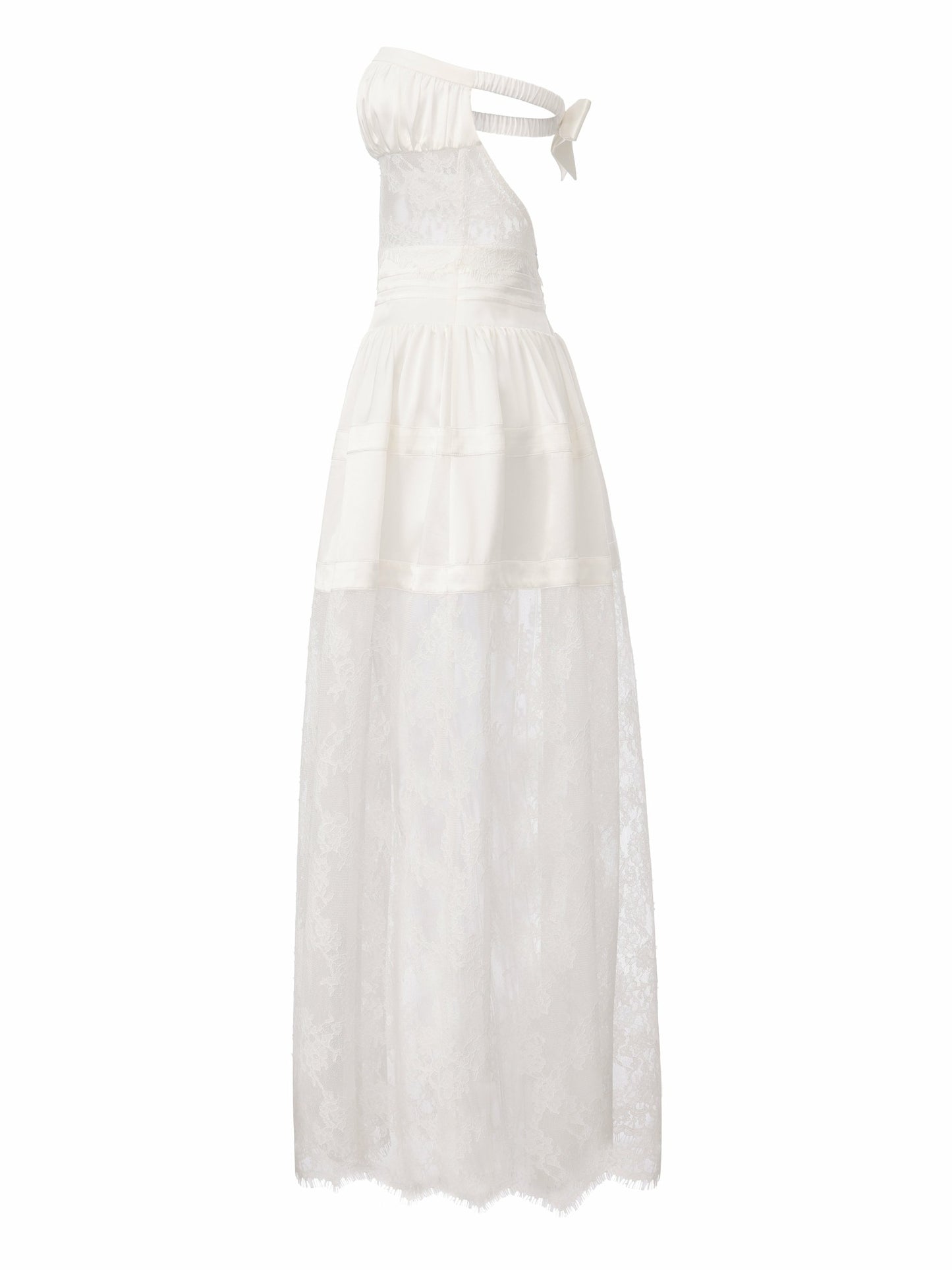 Nana Jacqueline Amelie White Lace Strapless Satin Dress White