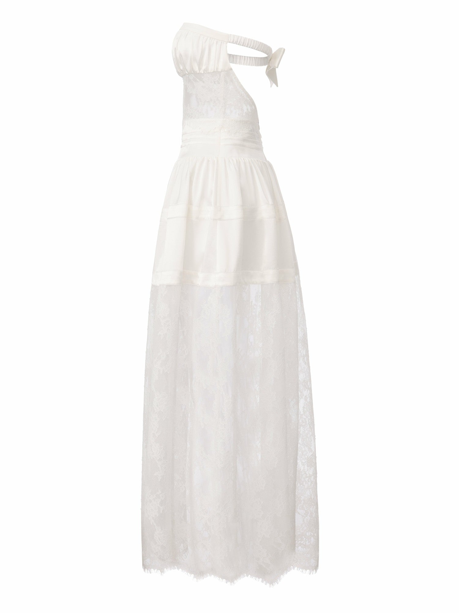 Nana Jacqueline Amelie White Lace Strapless Satin Dress White