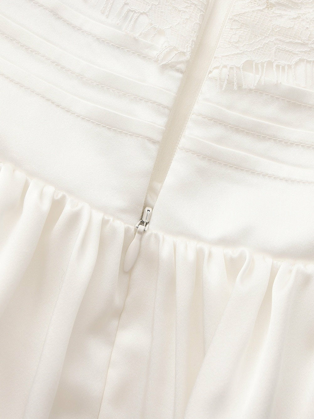 Nana Jacqueline Amelie White Lace Strapless Satin Dress White