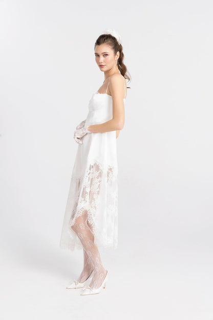 Nana Jacqueline Mirabelle Satin Maxi Dress: White Maxi Dress for Bridal Shower White