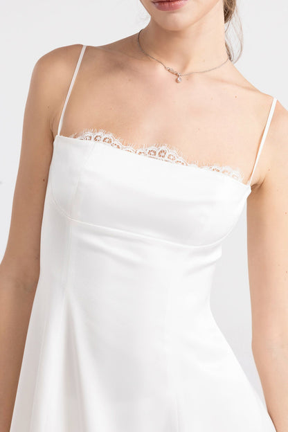 Nana Jacqueline Mirabelle Satin Maxi Dress: White Maxi Dress for Bridal Shower White