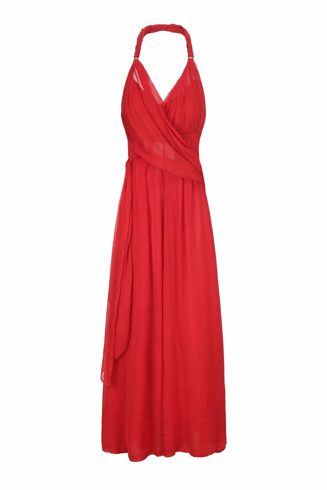 Nana Jacqueline Amber Chiffon Dress: Red Maxi Dress for Formal Wedding Guest Red