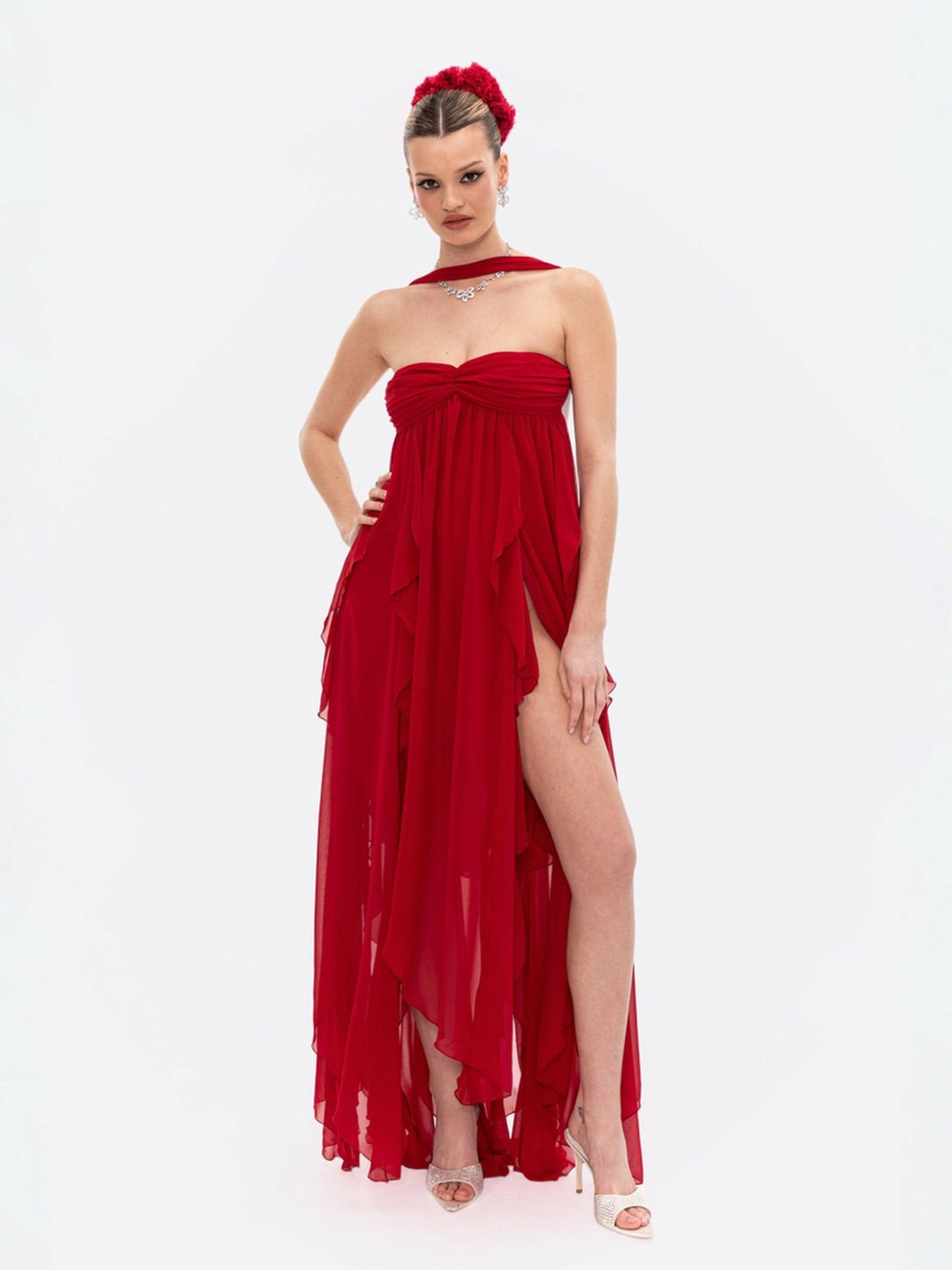 Nana Jacqueline Mariah Dress: Red Maxi Dress for Formal Wedding Guest Red
