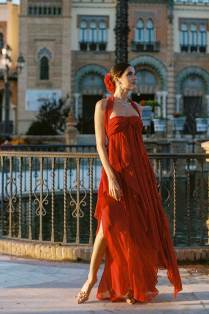 Nana Jacqueline Mariah Dress: Red Maxi Dress for Formal Wedding Guest Red