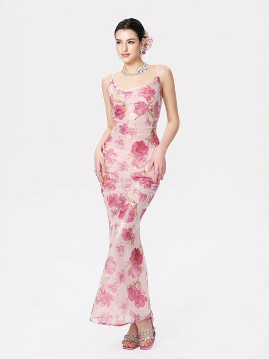 Nana Jacqueline Esmeralda Dress: Pink Maxi Dress for Garden Wedding Guest Pink