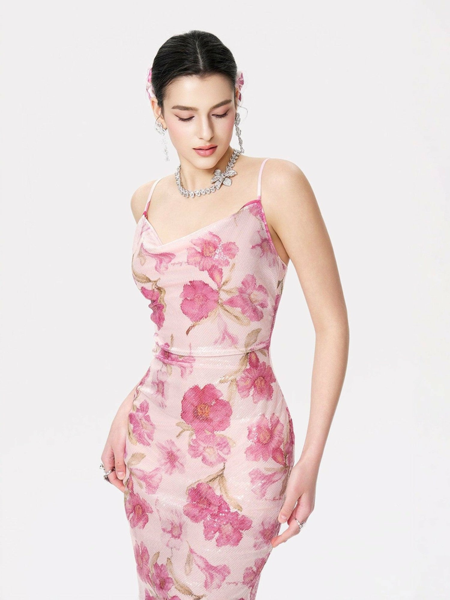 Nana Jacqueline Esmeralda Dress: Pink Maxi Dress for Garden Wedding Guest Pink