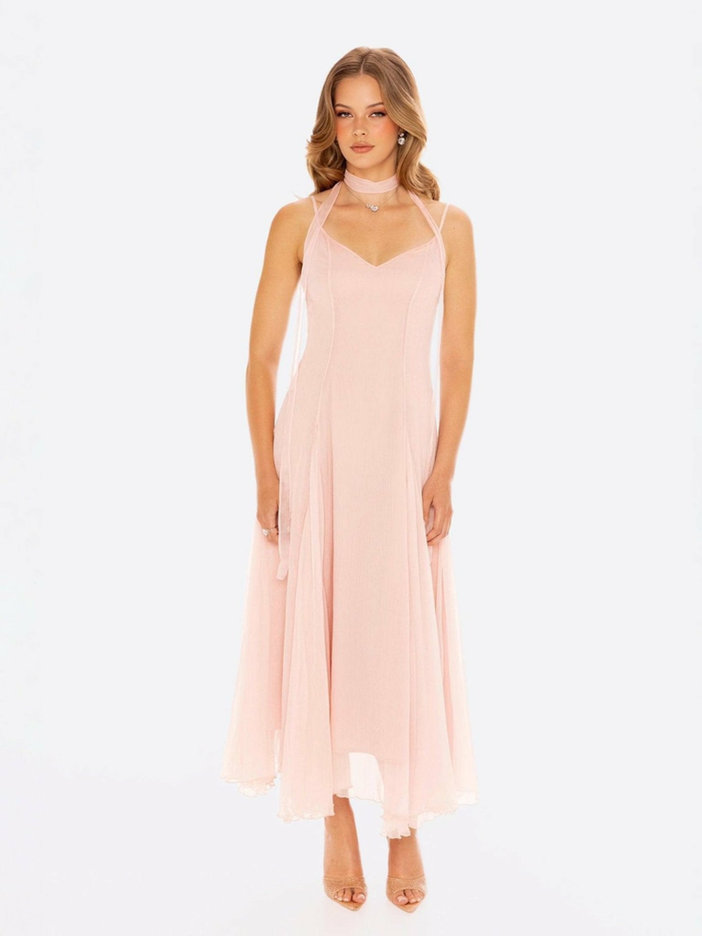 Nana Jacqueline Irena Dress: Pink Maxi Dress for Garden Wedding Guest Pink