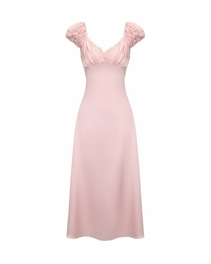 Nana Jacqueline Elara Dress: Pink Midi Dress for Garden Wedding Guest Pink