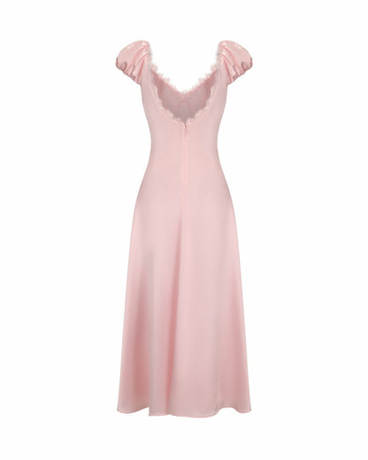 Nana Jacqueline Elara Dress: Pink Midi Dress for Garden Wedding Guest Pink