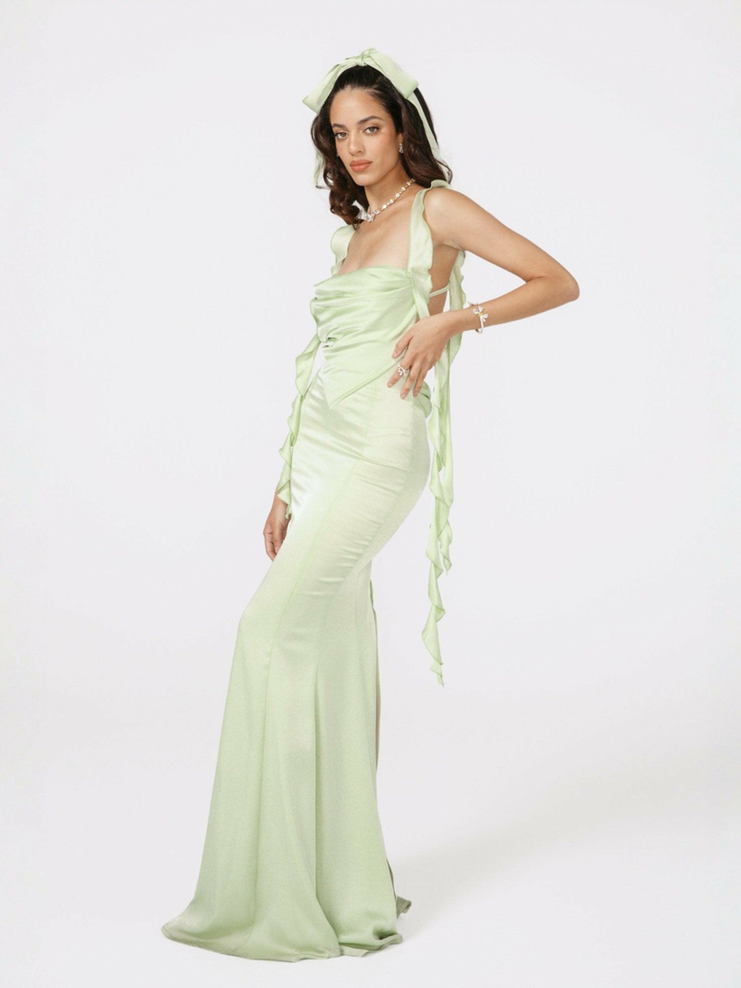 Nana Jacqueline Caroline Dress: Green Maxi Dress for Destination Wedding Green