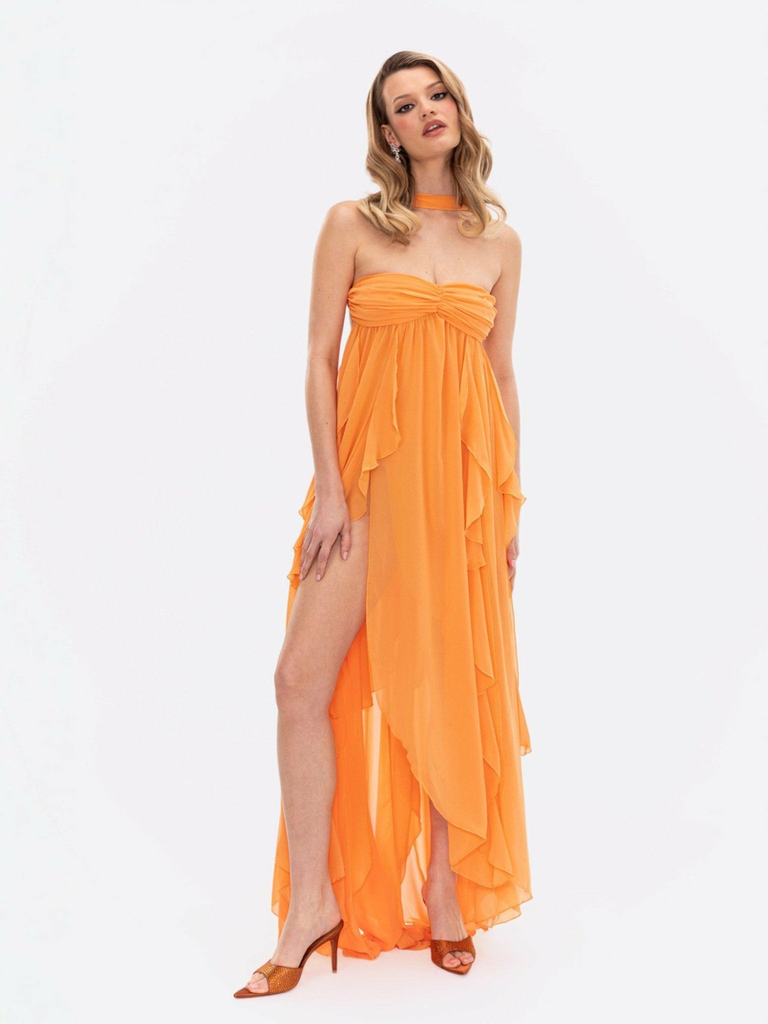 Nana Jacqueline Mariah Dress: Orange Maxi Dress for Destination Wedding Orange
