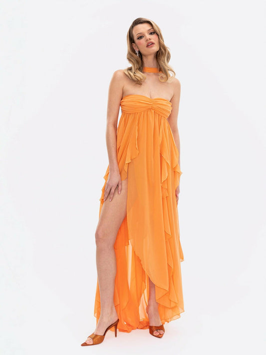Nana Jacqueline Mariah Dress: Orange Maxi Dress for Destination Wedding Orange