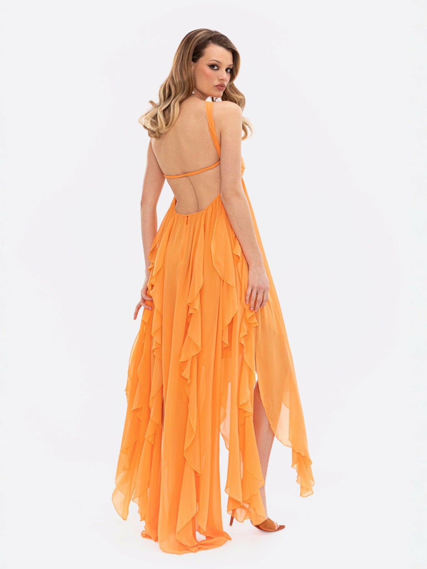 Nana Jacqueline Mariah Dress: Orange Maxi Dress for Destination Wedding Orange