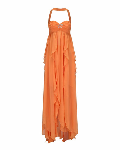 Nana Jacqueline Mariah Dress: Orange Maxi Dress for Destination Wedding Orange